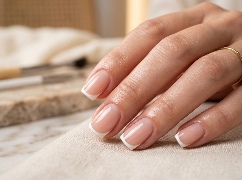 Чистый салонный френч на мягком квадрате (Clean Salon French Square)